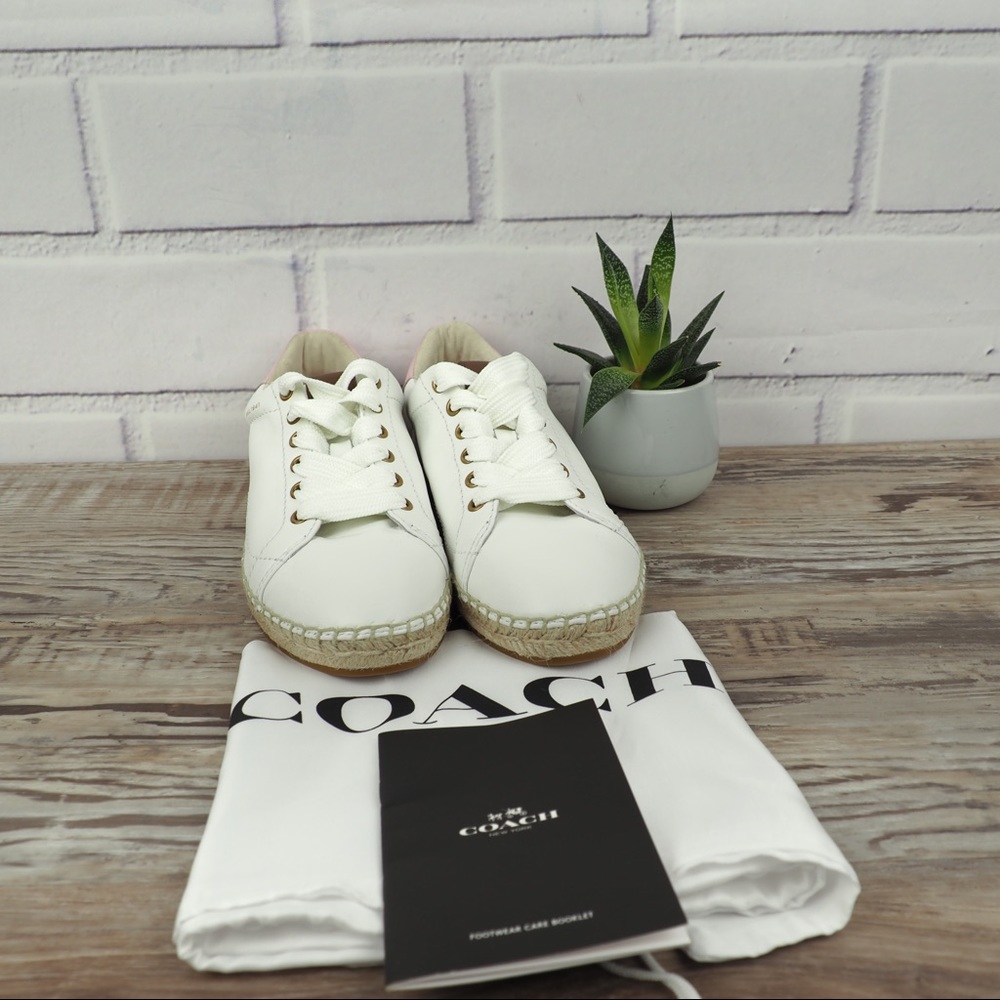 Coach C101 white leather espadrille sneaker 7.5 - Picture 4 of 8